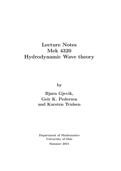 Lecture Notes Mek 4320 Hydrodynamic Wave theory