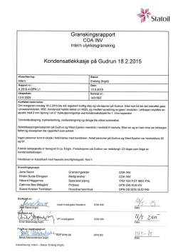 Kondensatlekkasje på Gudrun 18-2-2015