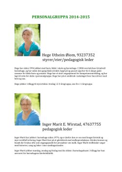 PERSONALGRUPPA 2014-‐2015 Hege Utheim Øiom, 93237352