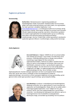 Litt om forelesere - Novadis - Norsk forskningssenter for