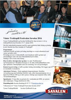 Vinter Trekkspill Festivalen Savalen 2016 • 15. – 17. januar