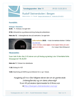 Torsdagsposten uke 11 – 2015 - Rudolf Steinerskolen i Bergen