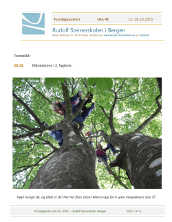 Torsdagsposten uke 42 – 2015 - Rudolf Steinerskolen i Bergen