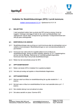 Grunnskole – vedtekter i SFO fra 1.1.16