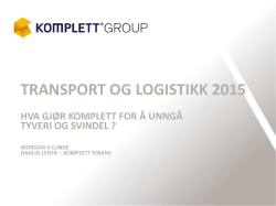 Presentasjon 2014 - Transport og Logistikk
