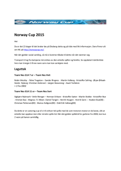 NorwayCup2015- Praktisk informasjon