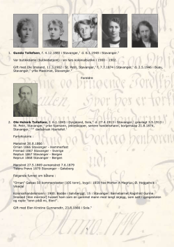 1. Gunda Tollefsen, f. 4.12.1880 i Stavanger,1 d. 6.1