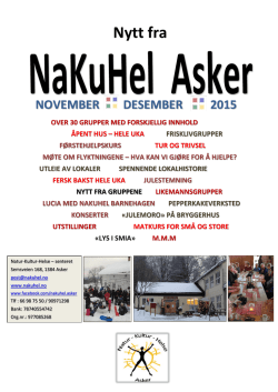 Nytt fra NaKuHel Asker november – desember 2015[1]