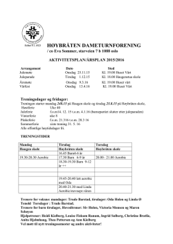 Aktivitetsplan 2015/2016 - Høybråten Dameturnforening