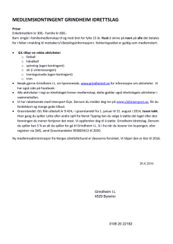Kontingent GIL 2015 - Grindheim idrettslag