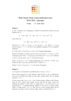 Niels Henrik Abels matematikkonkurranse 2014–2015. Løsninger
