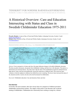 A Historical Overview: Care and Education Intersecting with