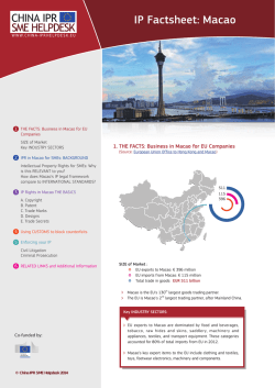 IP Factsheet: Macao - China IPR SME Helpdesk
