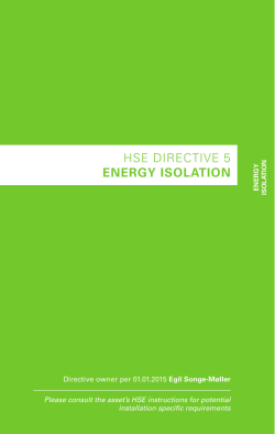 HSE DIRECTIVE 5 ENERGY ISOLATION