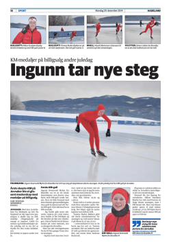 Page 1 18 Hadeland Mandag 29. desember 2014 sport Årets skøyte