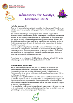 Månedsbrev for Nordlys, November 2015