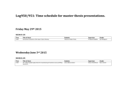 Log950/951: Time schedule for master thesis presentations.