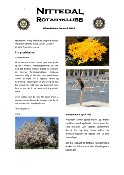 Månedsbrev for april - Nittedal Rotaryklubb