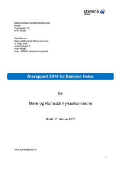 for Møre og Romsdal Fylkeskommune Årsrapport 2014 fra Stamina