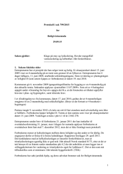1 Protokoll i sak 799/2015 for Boligtvistnemnda 29.09.15 Saken