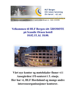 Velkommen til HLF Bergen sitt ÅRSMØTE på Scandic Ørnen hotell