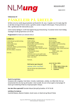 Deltakerbrev påskeleir Åreeld 2015