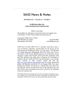 SASS News & Notes - Society for the Advancement of Scandinavian