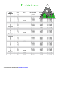 Prisliste tom Prisliste tomter