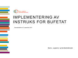 IMPLEMENTERING AV INSTRUKS FOR BUFETAT