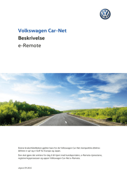 Volkswagen Car-Net Beskrivelse e-Remote - The Car-Net e