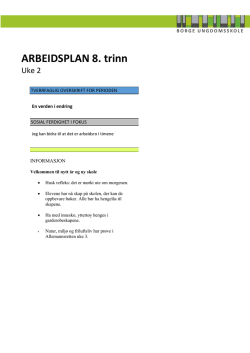 ARBEIDSPLAN 8. trinn