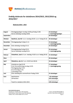 Endelig skolerute for skoleårene 2014/2015, 2015/2016 og 2016/2017