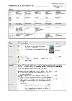 Arbeidsplan for 6. klasse uke 35-36