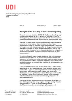 UDIs høringssvar av 11. juni 2015