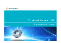 H2020 Nettverk_NFR_intro_Strandli - ITS