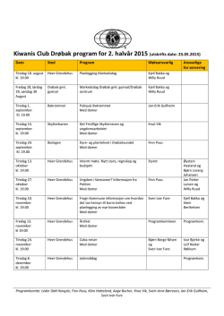 Kiwanis Club Drøbak program for 2. halvår 2015 (utskrifts dato