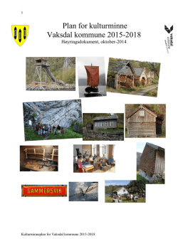 Plan for kulturminne Vaksdal kommune 2015-2018