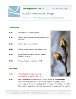 Torsdagsposten uke 15 – 2015 - Rudolf Steinerskolen i Bergen