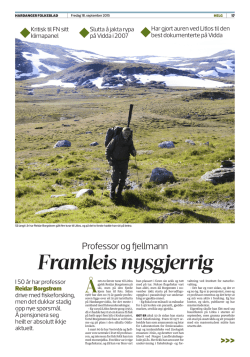 Hardanger Folkeblad: Professor og fjellmann - Framleis