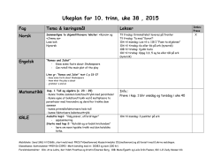 Ukeplan for 10. trinn, uke 38 , 2015