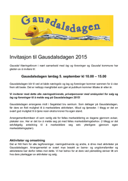 Invitasjon til Gausdalsdagen 2015