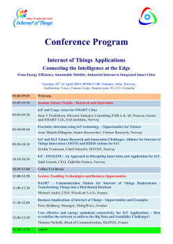 Conference Program - Internet of Things Value Creation Network
