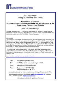 NFF frokostmøte Fredag 18. desember 2015 kl 0900 Presentation of