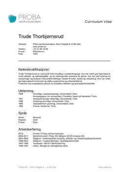 Trude Thorbjørnsrud - Proba Samfunnsanalyse