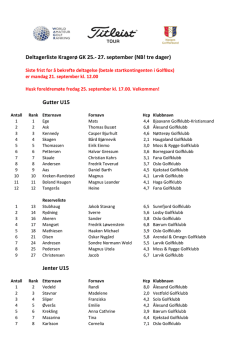 Deltagerliste Kragerø GK 25.- 27. september (NB! tre dager) Gutter