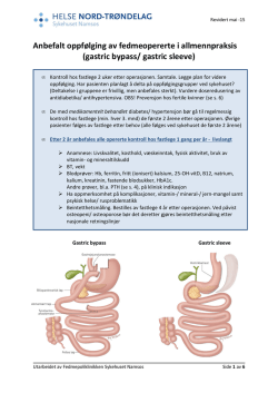 Anbefalt oppfølging av fedmeopererte i allmennpraksis (gastric