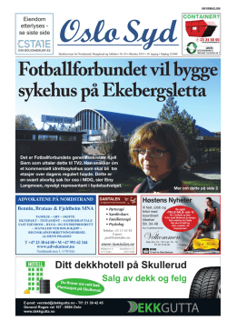 Fotballforbundet vil bygge sykehus på Ekebergsletta