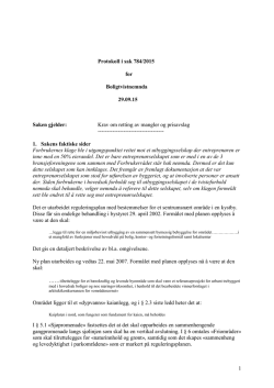 1 Protokoll i sak 784/2015 for Boligtvistnemnda 29.09.15 Saken