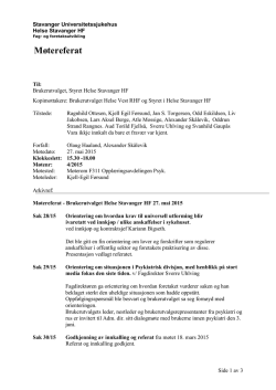 Møtereferat 27. mai 2015 - Brukerutvalget Helse Stavanger HF