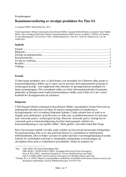 Konsistensvurdering av utvalgte produkter fra Tine SA